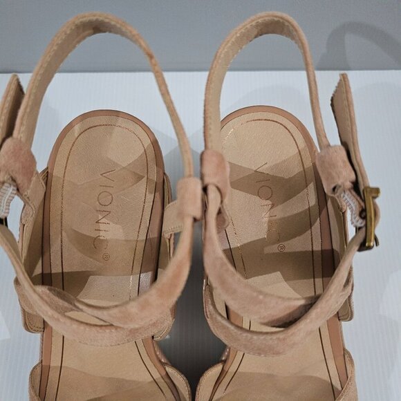 NEW Vionic Bonita Wedge Women 11 Macaroon Tan Suede Leather Orthotic Sandal - Picture 7 of 13